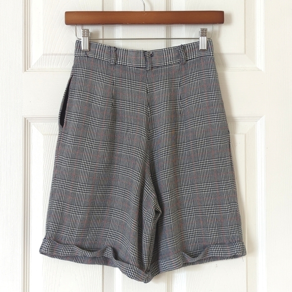 Casual Corner 90's Vintage Preppy Pleated Plaid High Waisted Wide Leg Shorts 4 - Picture 11 of 12